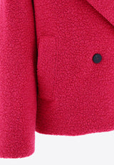 Harris Wharf London Double-Breasted Boucle Wool Coat Pink A2470MWE562_59016