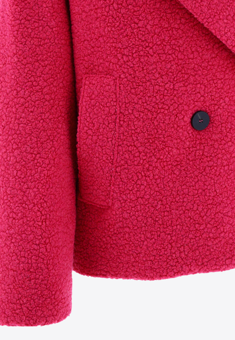 Harris Wharf London Double-Breasted Boucle Wool Coat Pink A2470MWE562_59016