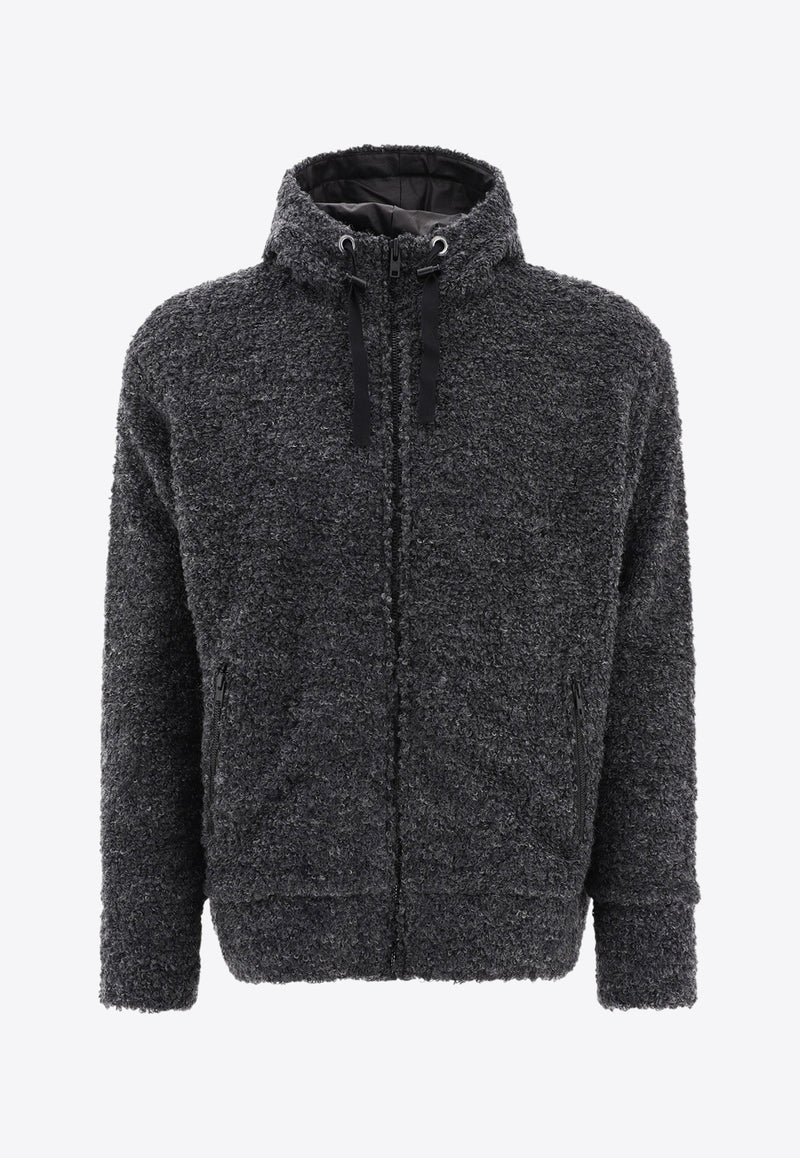 Junya Watanabe Textured Drawstring Zip-Up Hoodie
 Gray WL-T022-W231 GRAY_60342