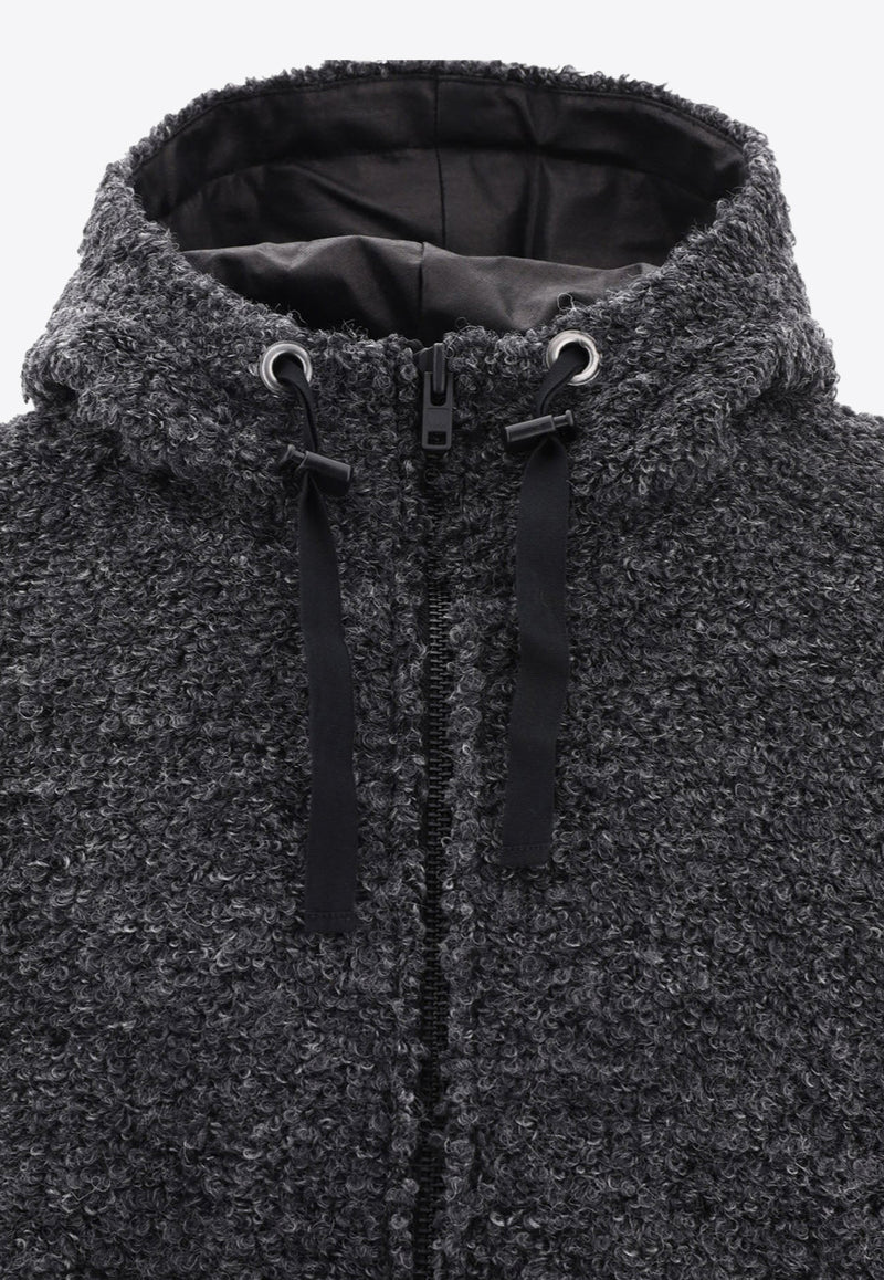 Junya Watanabe Textured Drawstring Zip-Up Hoodie
 Gray WL-T022-W231 GRAY_60342