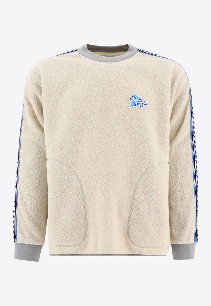 and wander X Maison Kitsuné Logo Fleece Sweater Cream 5743281906030_61216