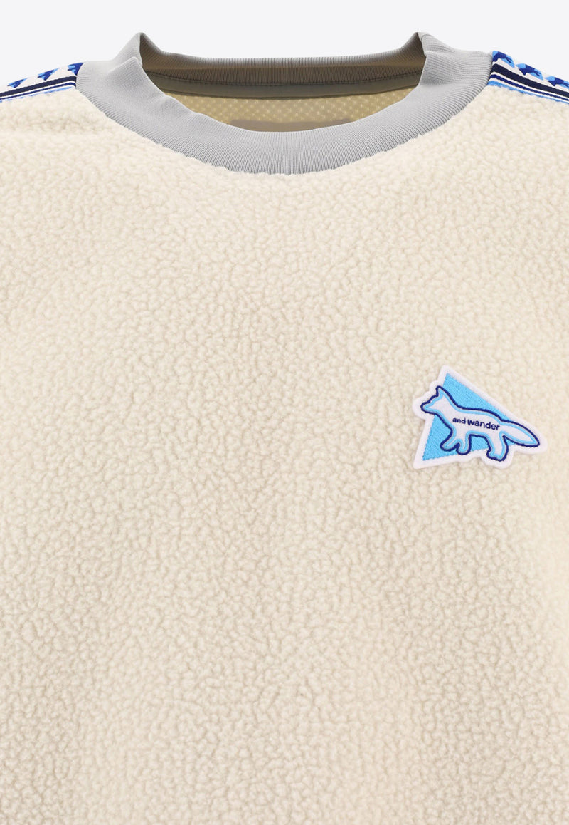 and wander X Maison Kitsuné Logo Fleece Sweater Cream 5743281906030_61216