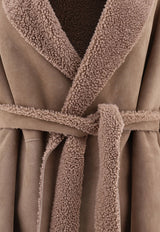 Salvatore Santoro Shearling-Trimmed Suede Coat Sand 45073-DSAND_58748