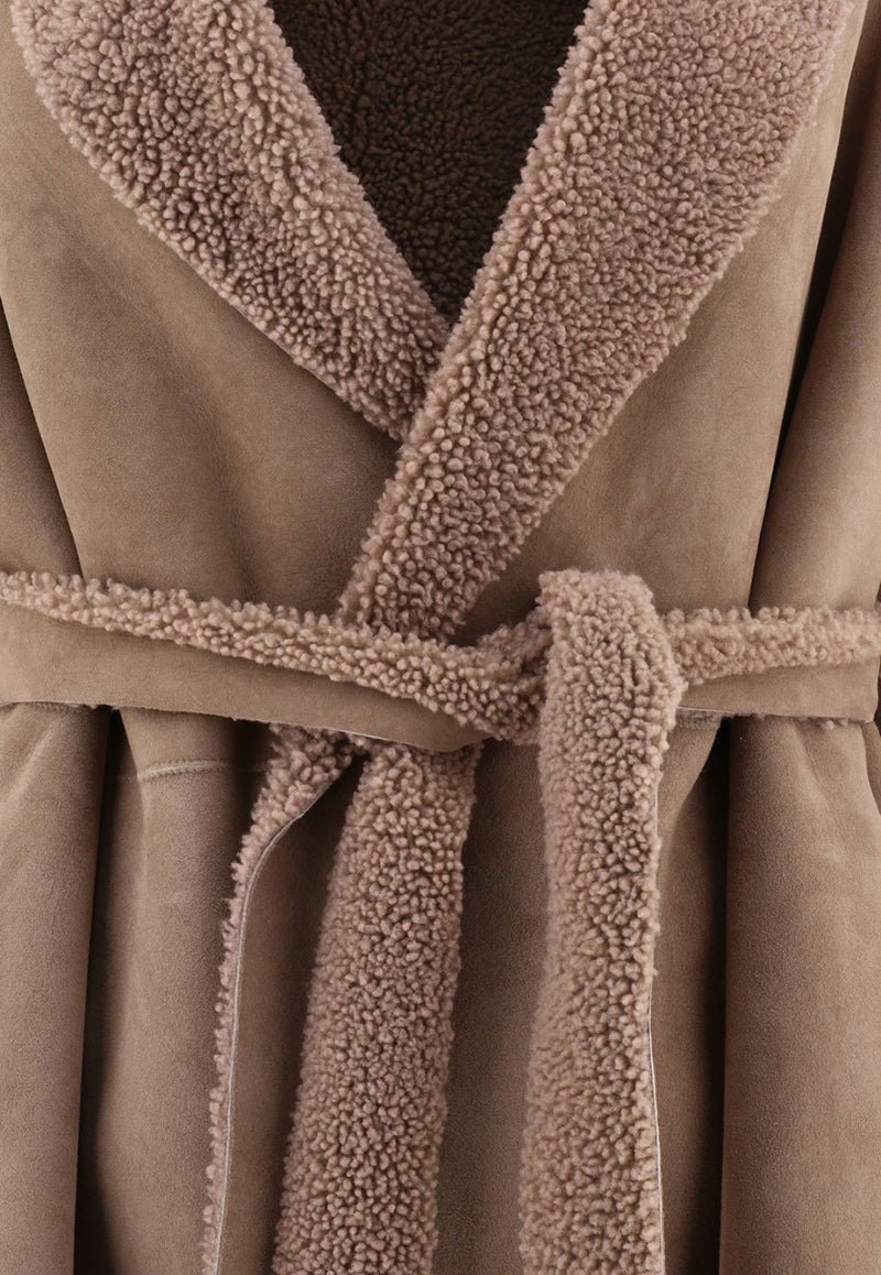 Salvatore Santoro Shearling-Trimmed Suede Coat Sand 45073-DSAND_58748