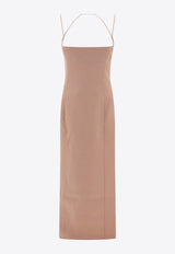 The Attico Gabardine Wool Midi Dress Beige 241WCM106W046198_62025