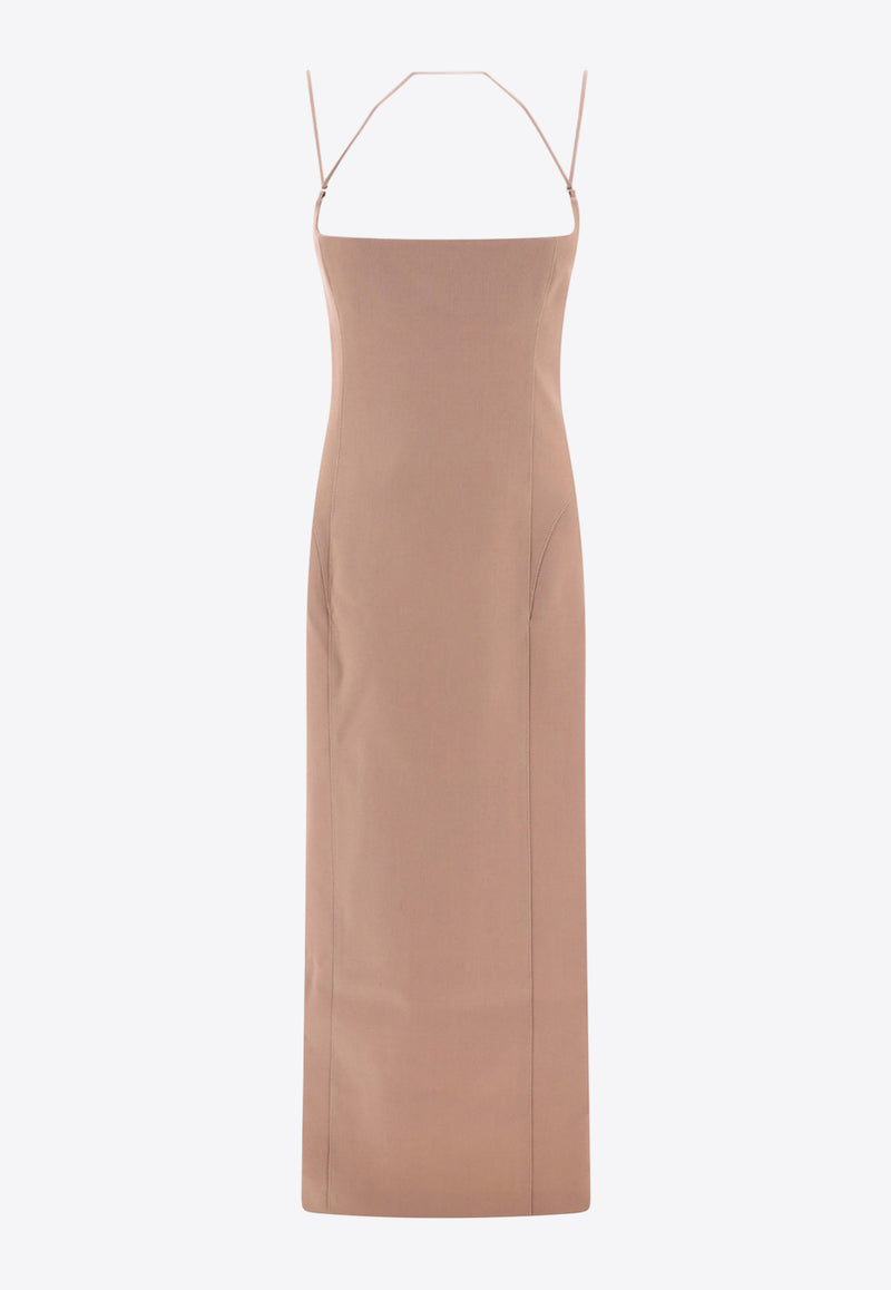 The Attico Gabardine Wool Midi Dress Beige 241WCM106W046198_62025