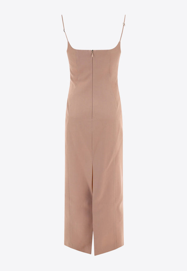 The Attico Gabardine Wool Midi Dress Beige 241WCM106W046198_62025