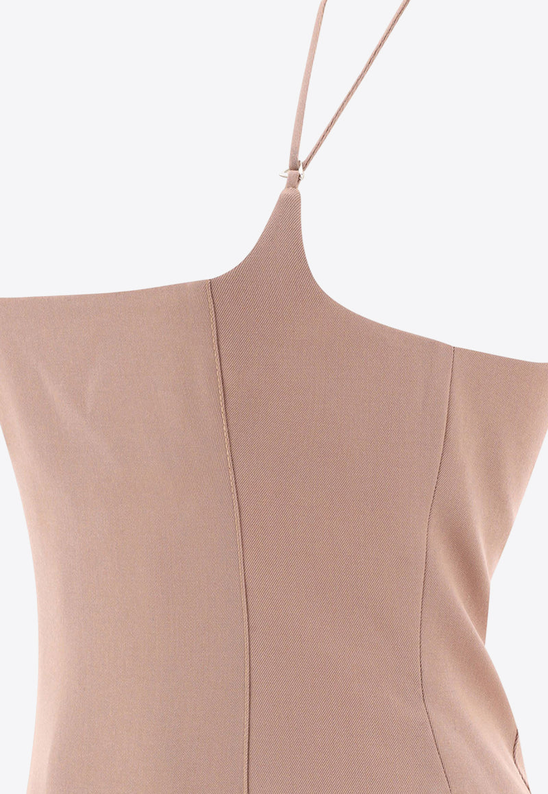 The Attico Gabardine Wool Midi Dress Beige 241WCM106W046198_62025