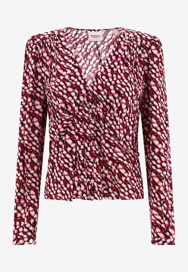 Isabel Marant Etoile Eddy Printed Blouse Pink 24PHT0221FAB1J02E40RY_62472