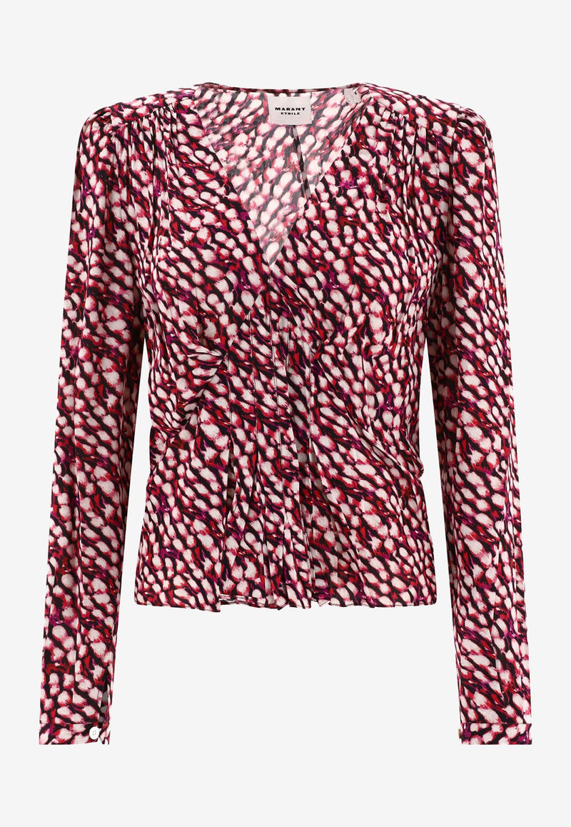 Isabel Marant Etoile Eddy Printed Blouse Pink 24PHT0221FAB1J02E40RY_62472