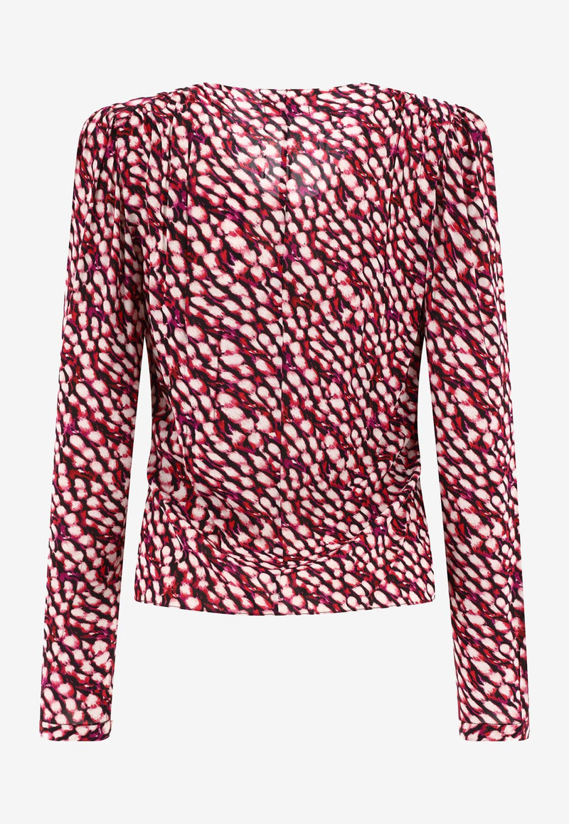 Isabel Marant Etoile Eddy Printed Blouse Pink 24PHT0221FAB1J02E40RY_62472