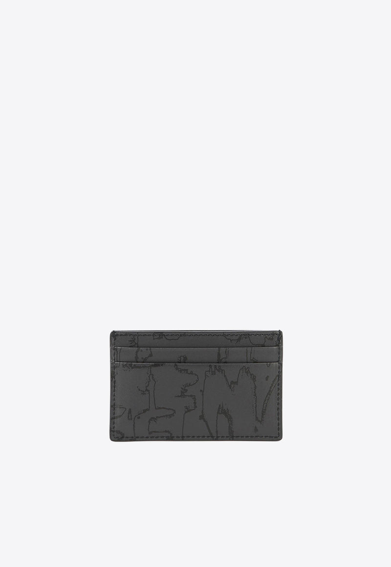 Alexander McQueen Graffiti Leather Wallet 7362301AAQ41000_63614 Black