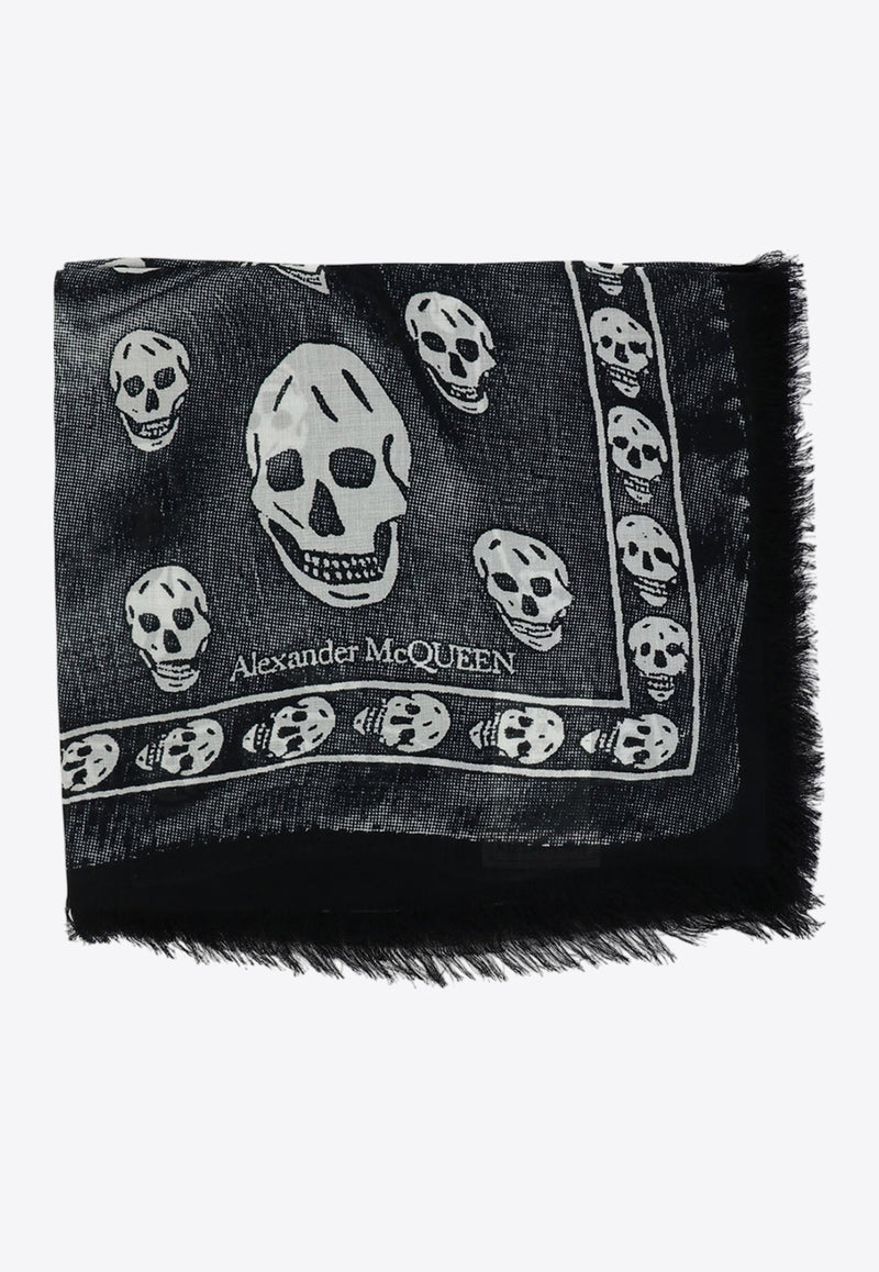 Alexander McQueen Skull Trompe L'oeil Scarf 7924394418Q1077_67692 Black