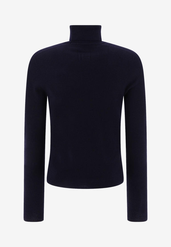 Balmain Logo Patch High-Neck Sweater Blue DH1KH017KE936AE_68573