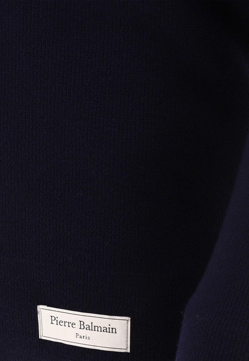 Balmain Logo Patch High-Neck Sweater Blue DH1KH017KE936AE_68573