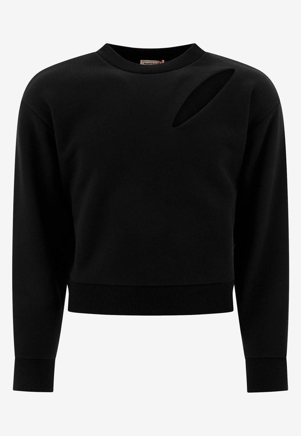 Alexander McQueen Slashed Crewneck Sweatshirt Black 794769QLAC81000_68815
