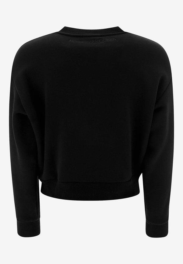 Alexander McQueen Slashed Crewneck Sweatshirt Black 794769QLAC81000_68815