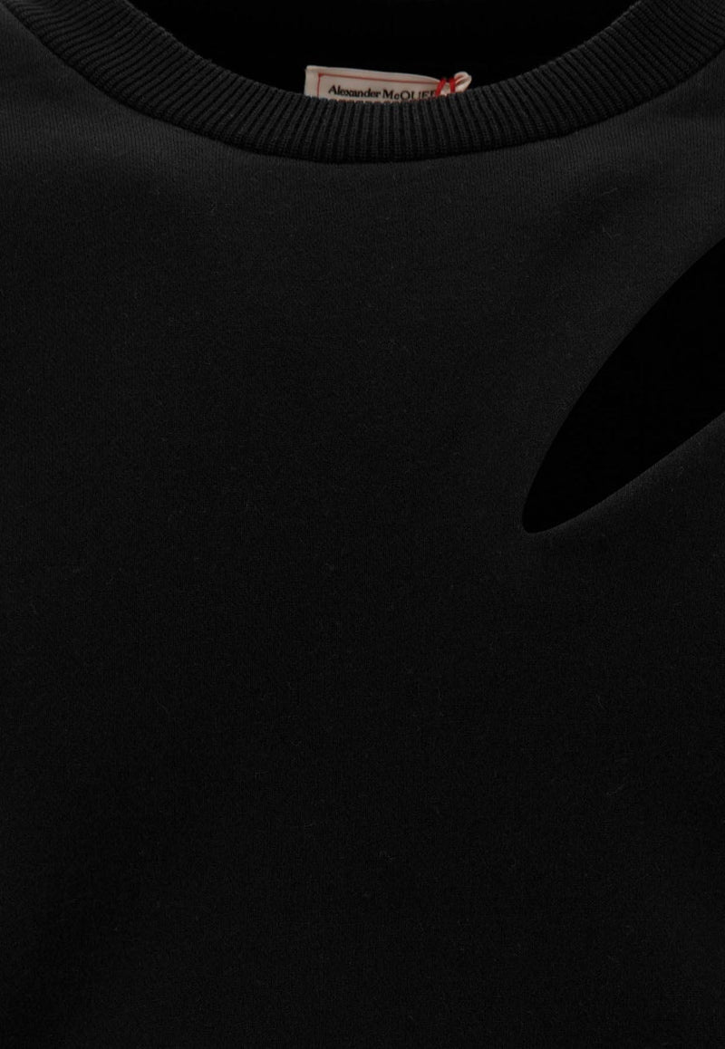 Alexander McQueen Slashed Crewneck Sweatshirt Black 794769QLAC81000_68815