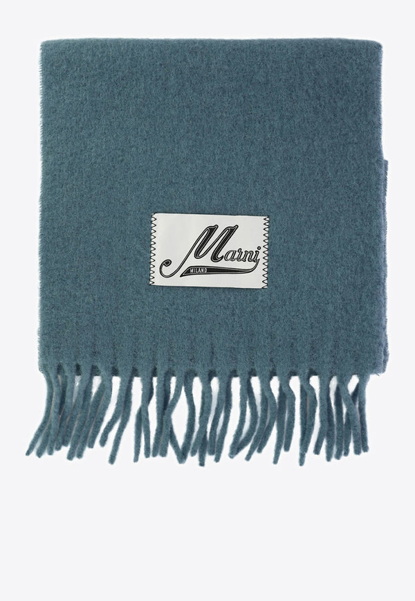 Marni Logo Label Fringed Alpaca Scarf  Blue ASZC0005A0UTW91800B47_68751
