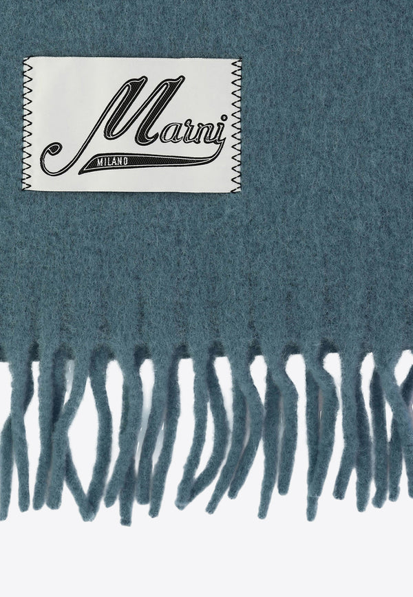 Marni Logo Label Fringed Alpaca Scarf  Blue ASZC0005A0UTW91800B47_68751