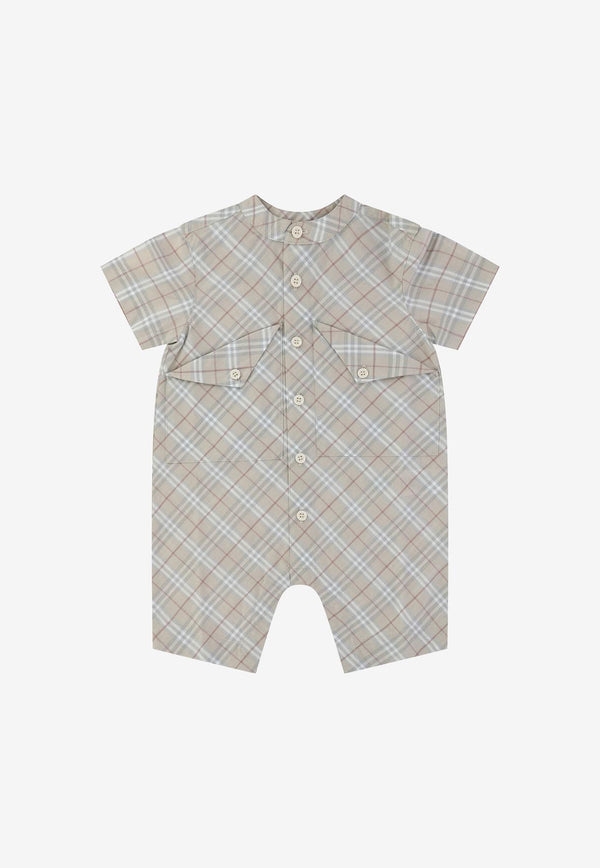 Burberry Kids Babies Check Print Onesie Beige 8089277_68747
