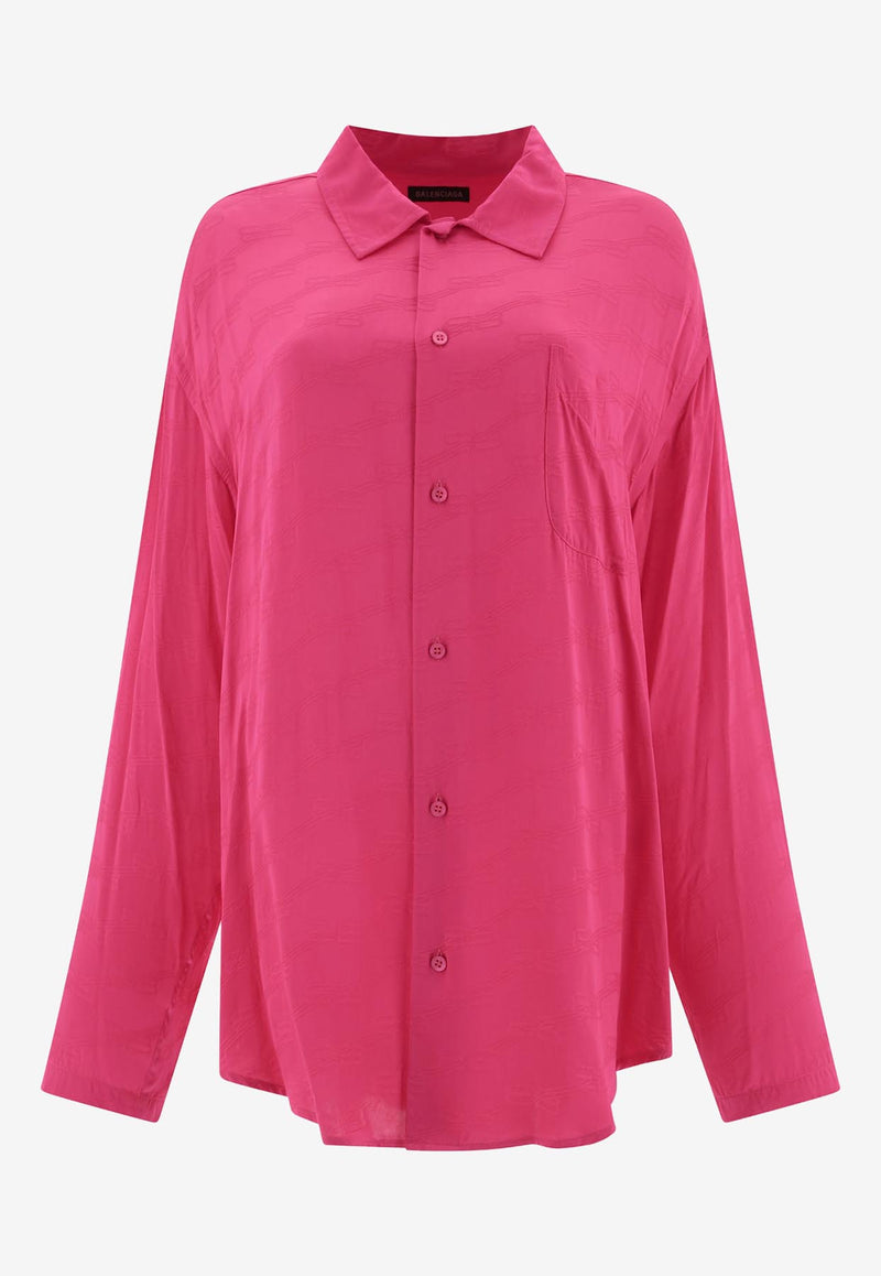 Balenciaga Logo Jacquard Buttoned Shirt Fuchsia 681631TMO685510_68920