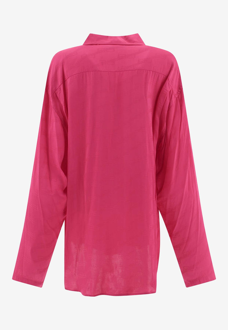 Balenciaga Logo Jacquard Buttoned Shirt Fuchsia 681631TMO685510_68920