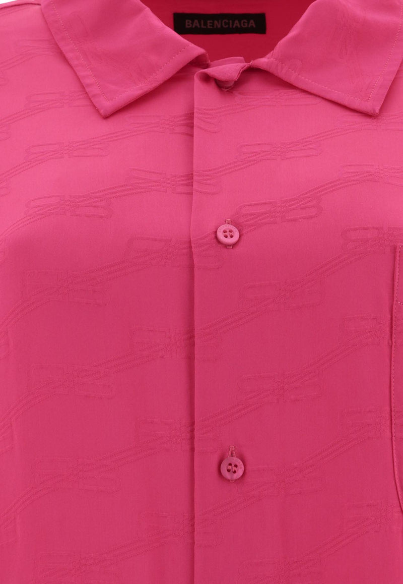 Balenciaga Logo Jacquard Buttoned Shirt Fuchsia 681631TMO685510_68920