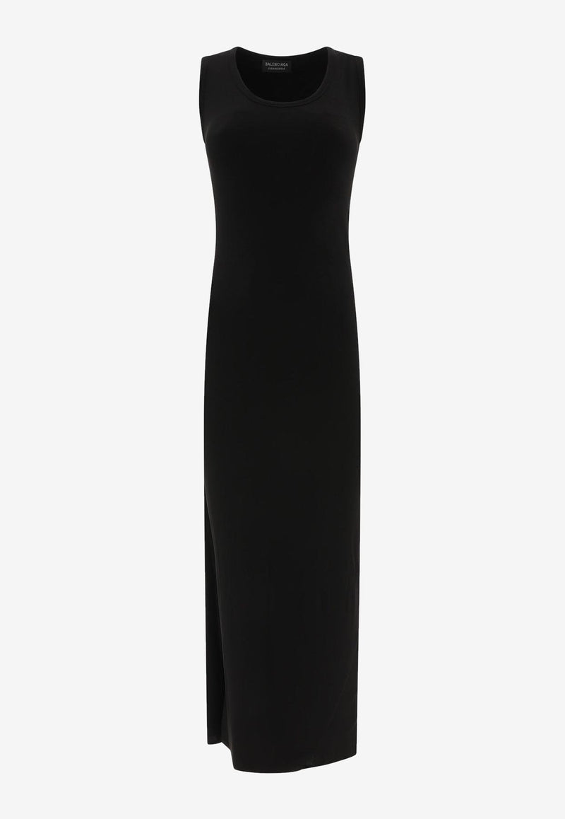 Balenciaga Ribbed Crewneck Midi Dress Black 794448TOV051000_69009