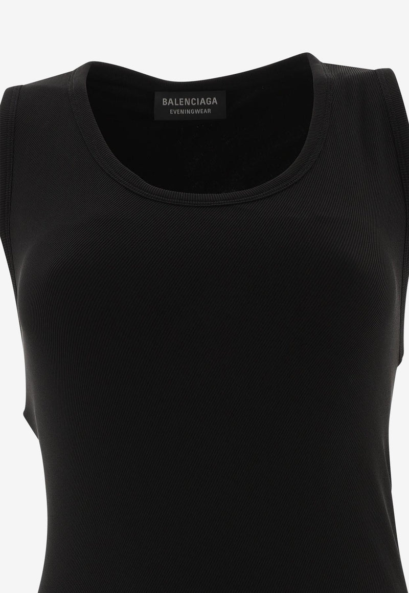 Balenciaga Ribbed Crewneck Midi Dress Black 794448TOV051000_69009