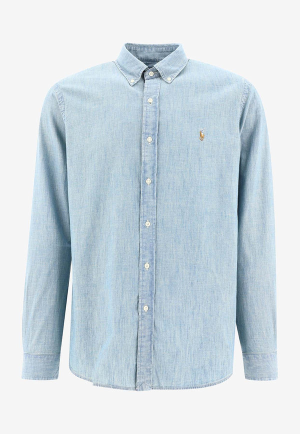 Polo Ralph Lauren Logo-Embroidered Denim Shirt Blue 710792042001CHAMBRAY_56577