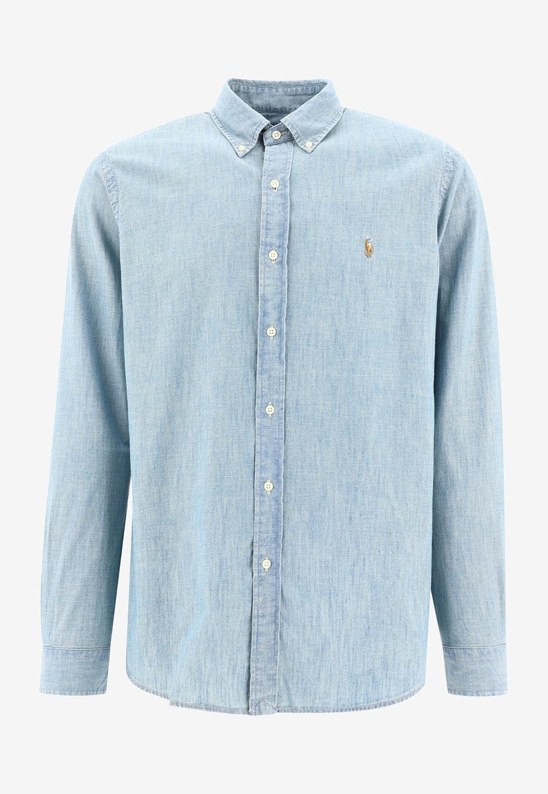 Polo Ralph Lauren Logo-Embroidered Denim Shirt Blue 710792042001CHAMBRAY_56577