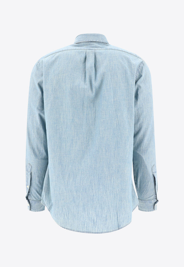 Polo Ralph Lauren Logo-Embroidered Denim Shirt Blue 710792042001CHAMBRAY_56577