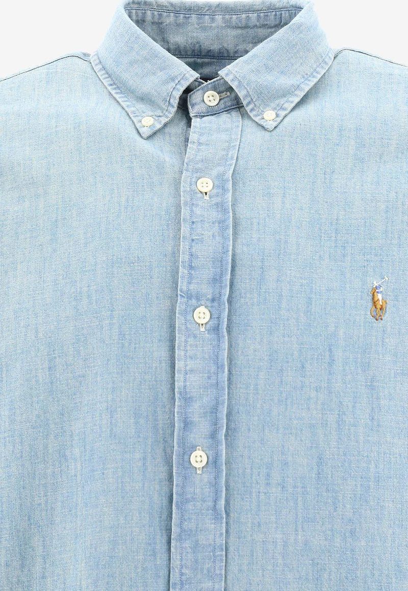 Polo Ralph Lauren Logo-Embroidered Denim Shirt Blue 710792042001CHAMBRAY_56577