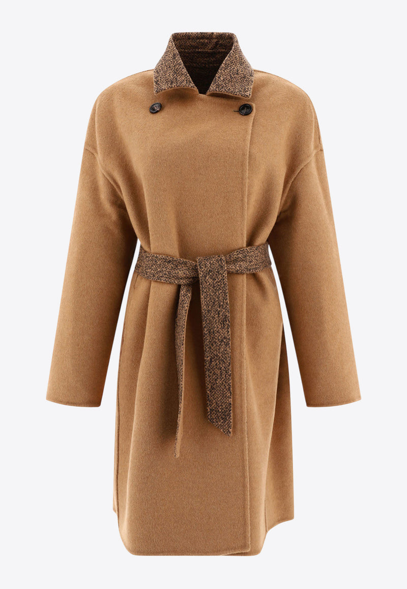 Max Mara Reversible Camel and Wool Coat 2310161135600EVELIN001_59958 Brown
