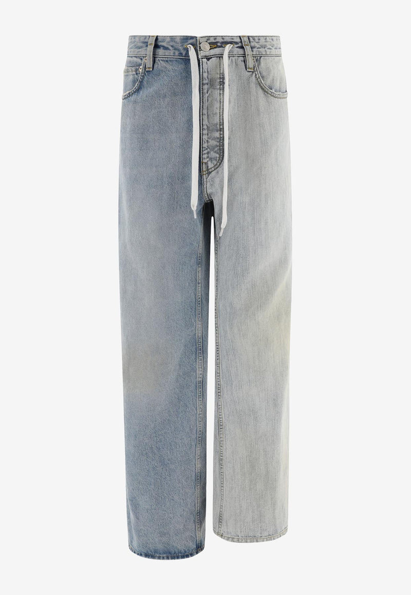 Balenciaga Fifty-Fifty Wide-Leg Jeans  Blue 793766TQW752664_69438