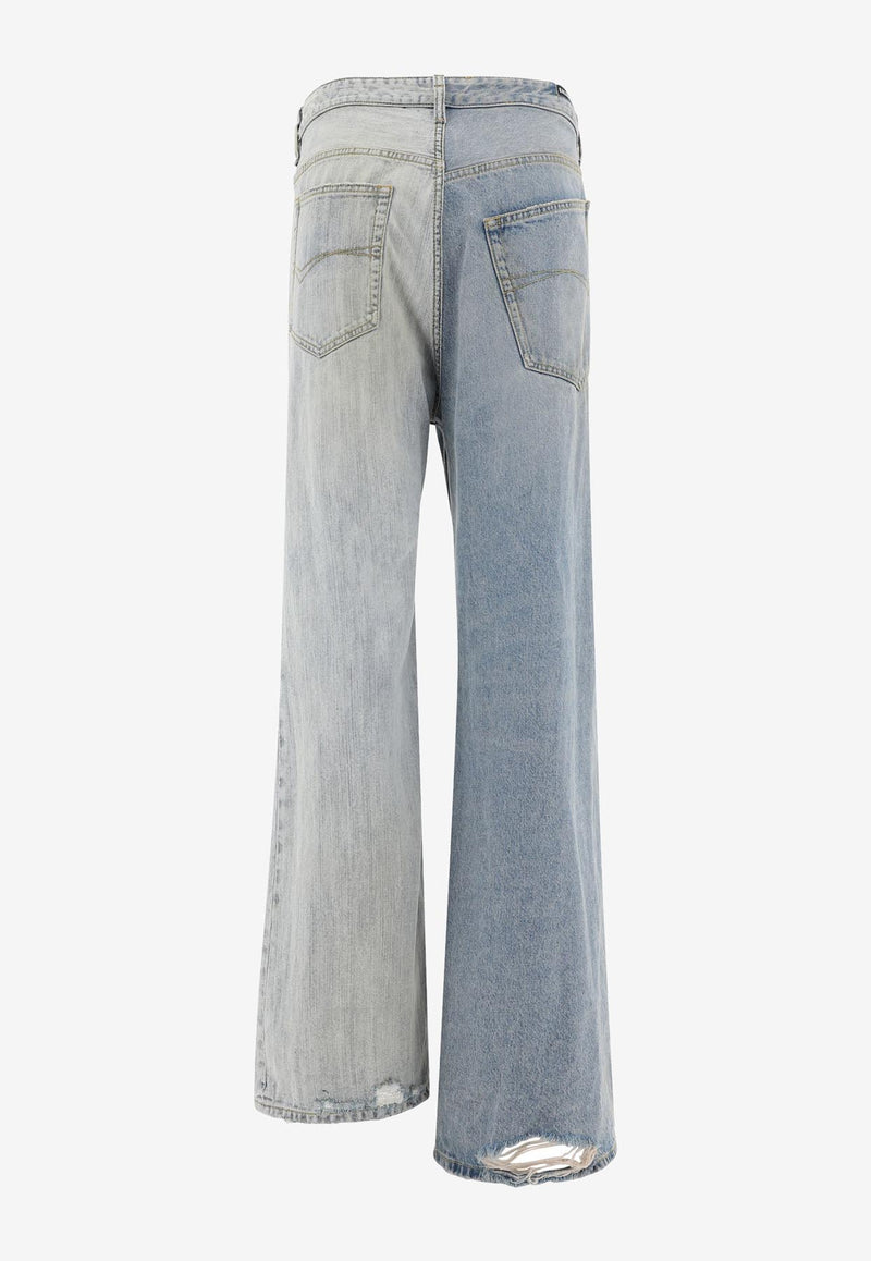 Balenciaga Fifty-Fifty Wide-Leg Jeans  Blue 793766TQW752664_69438
