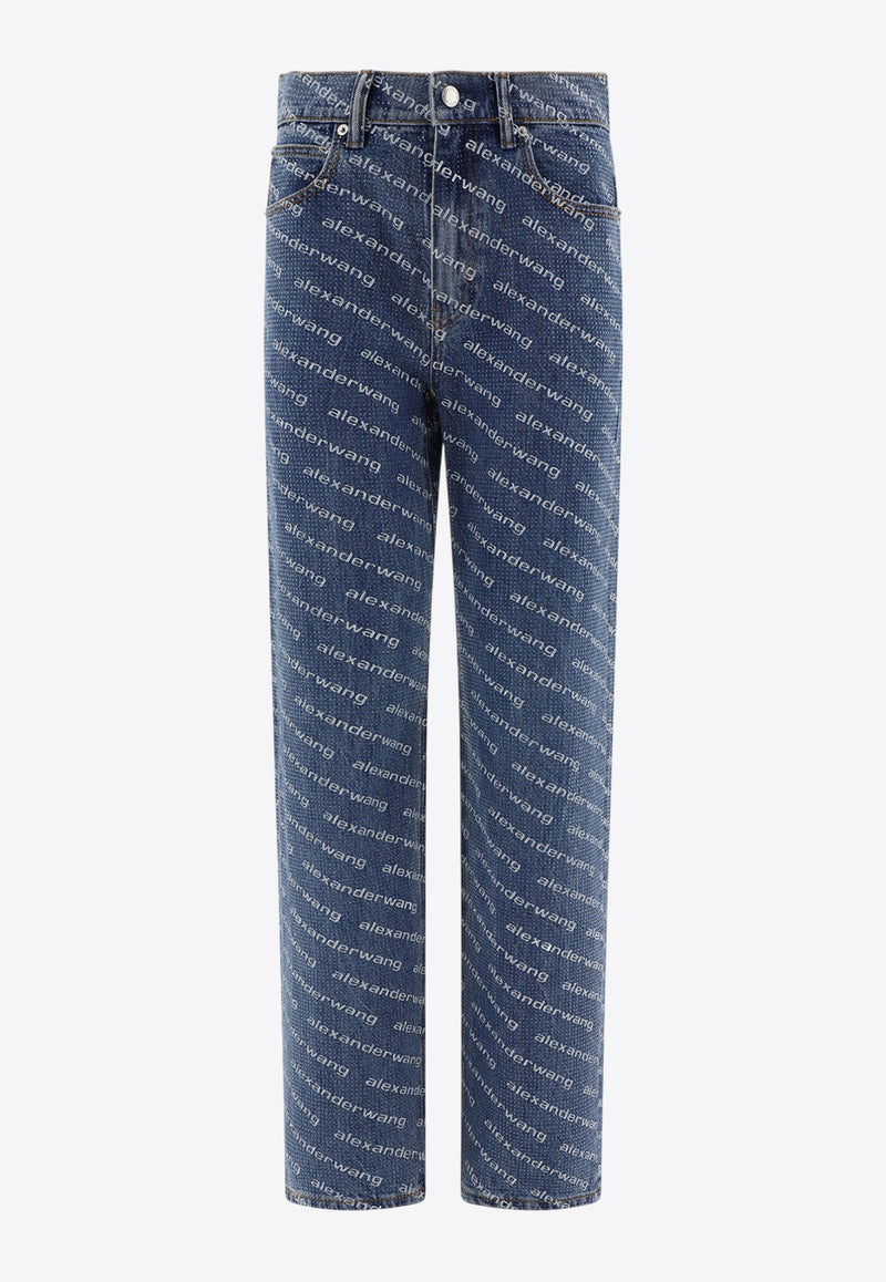 Alexander Wang All-Over Logo Straight-Leg Jeans Blue 4DC3244453460_69512