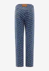 Alexander Wang All-Over Logo Straight-Leg Jeans Blue 4DC3244453460_69512