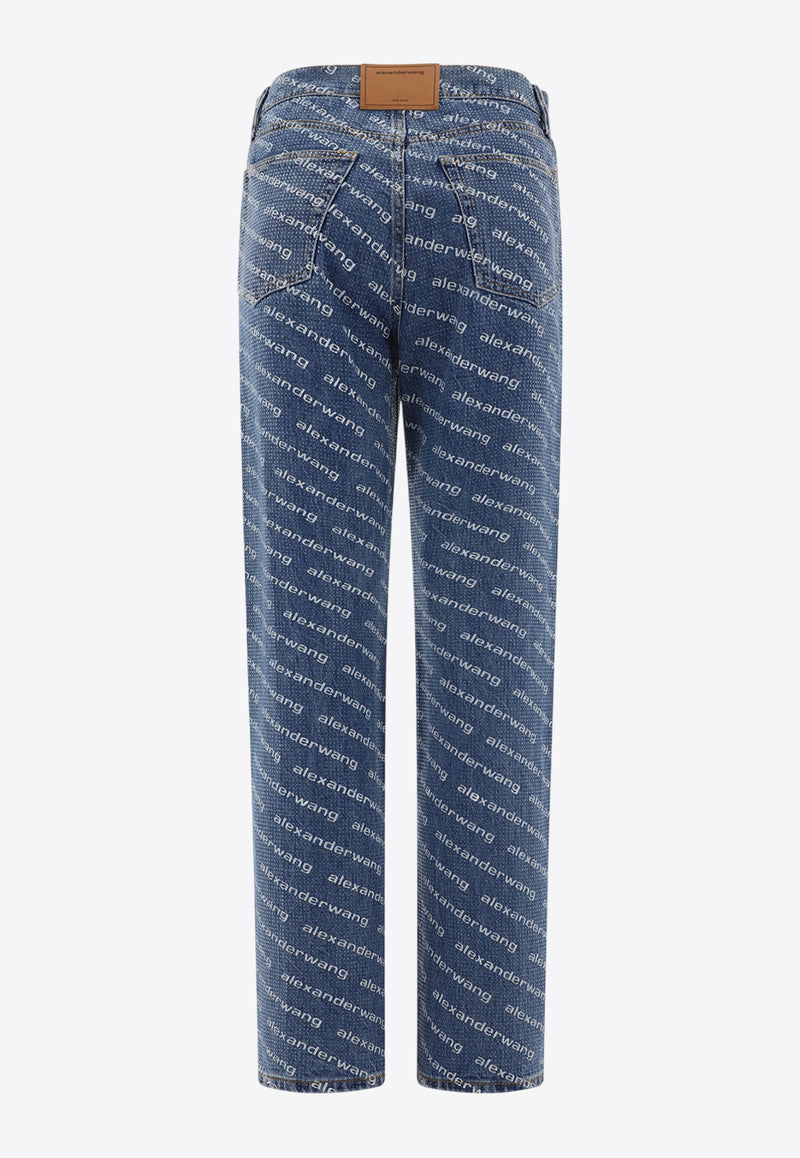 Alexander Wang All-Over Logo Straight-Leg Jeans Blue 4DC3244453460_69512