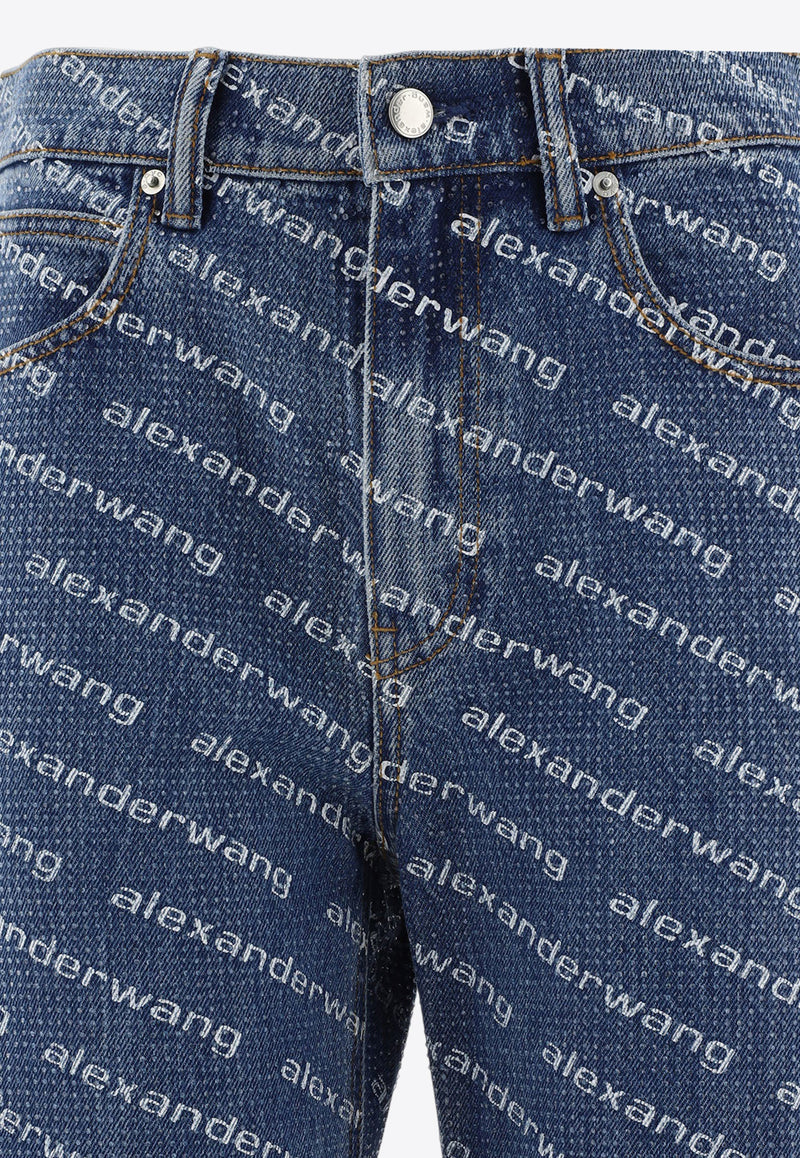 Alexander Wang All-Over Logo Straight-Leg Jeans Blue 4DC3244453460_69512