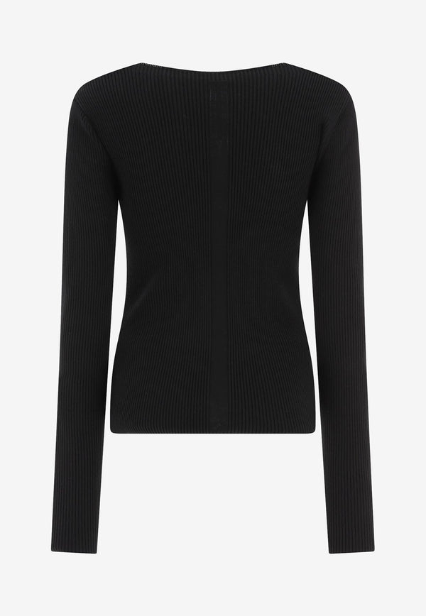 Rick Owens DRKSHDW Ribbed Asymmetrical Sweater Black RP02D3639RIBVI09_69607