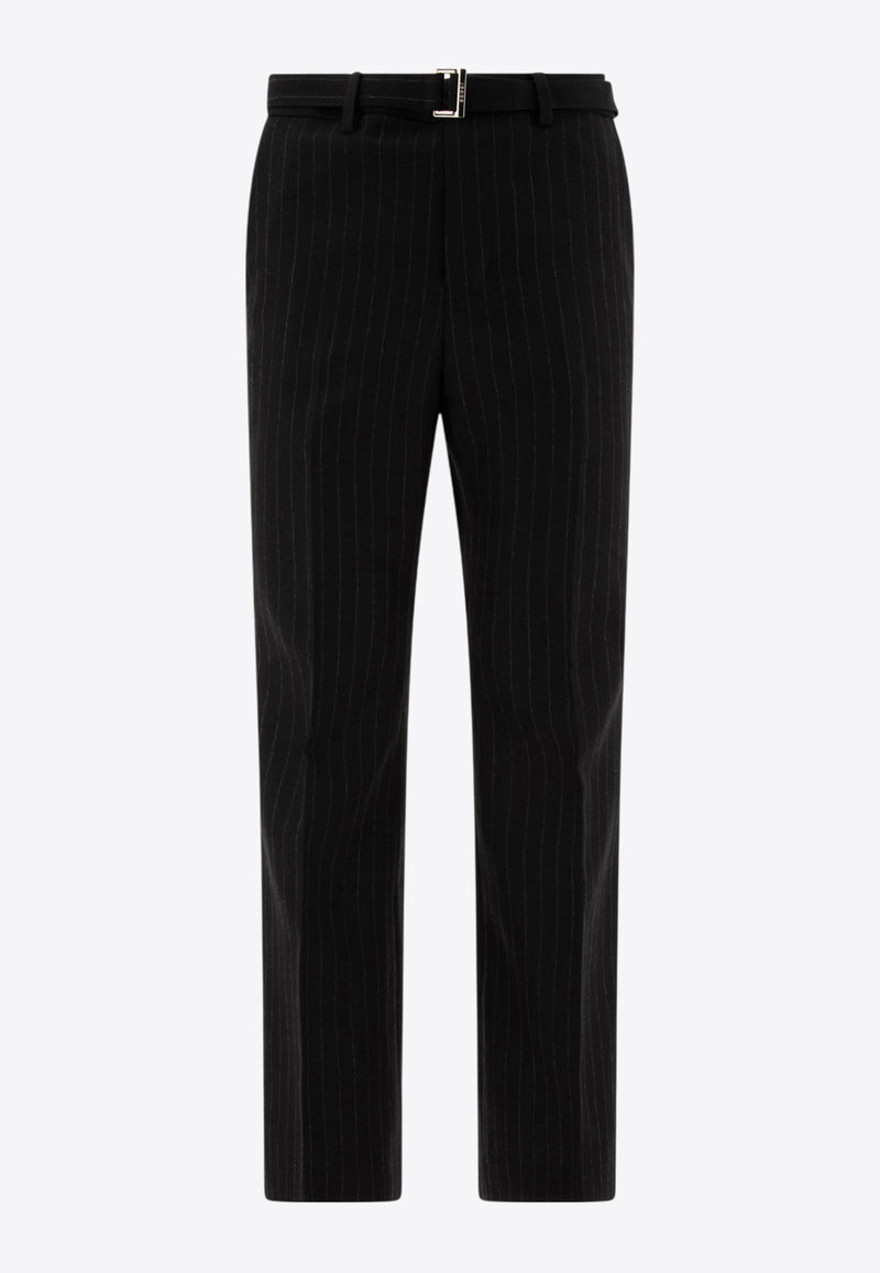 Sacai Pinstriped Wool Tailored Pants Black 24-03480M001_70889