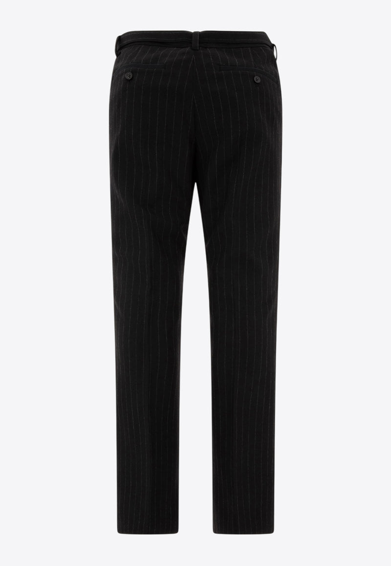 Sacai Pinstriped Wool Tailored Pants Black 24-03480M001_70889