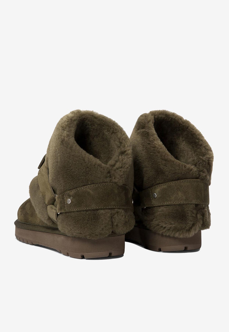 Burberry Chubby Buckled Shearling Ankle Boots Green 8092544_70917