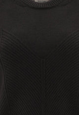 Alexander McQueen Chevron Corset Sweater in Wool 798349Q1BAP1000_70130 Black