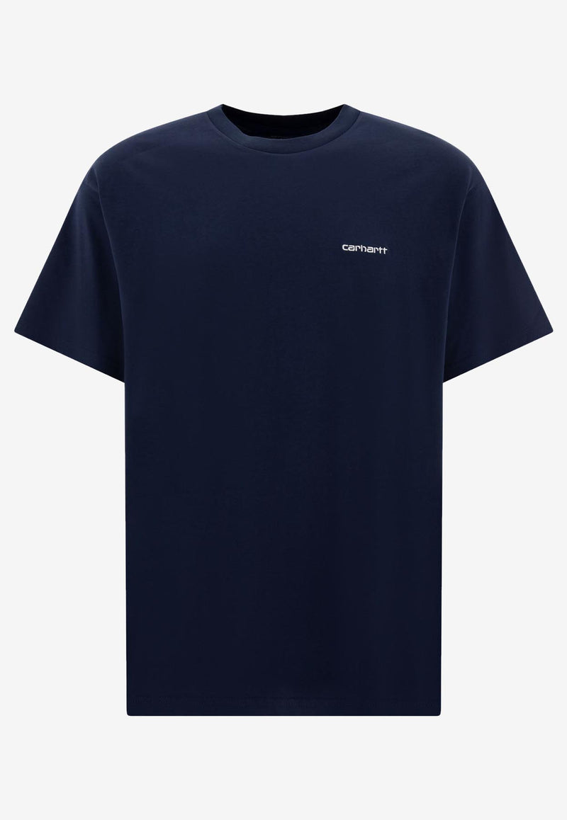 Carhartt Wip Script Embroidered T-shirt Navy I0304352AH.XX_70658