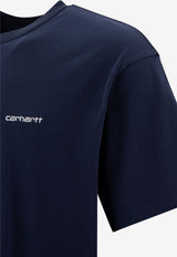 Carhartt Wip Script Embroidered T-shirt Navy I0304352AH.XX_70658