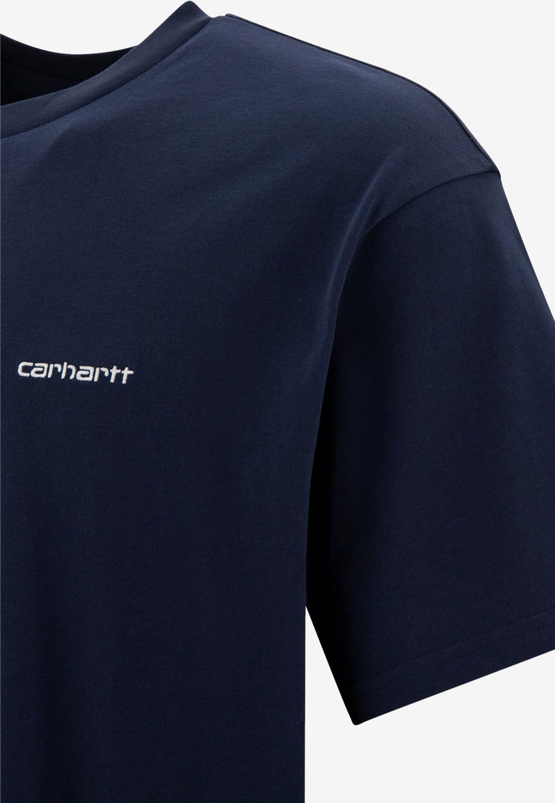 Carhartt Wip Script Embroidered T-shirt Navy I0304352AH.XX_70658