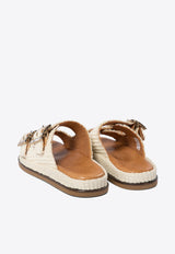 ALIBI Greta Crystal Buckle Raffia Sandals Pearl GRETARAFIAPEARL_70215